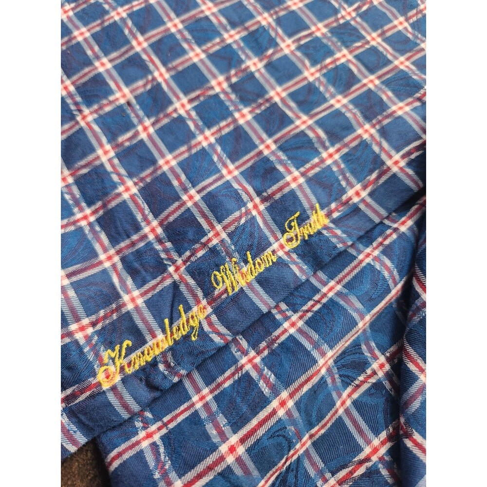 Robert Graham Shirt Button Up Paisley On Plaid Roll Over Cuff Knowledge Red Blue - Picture 9 of 16